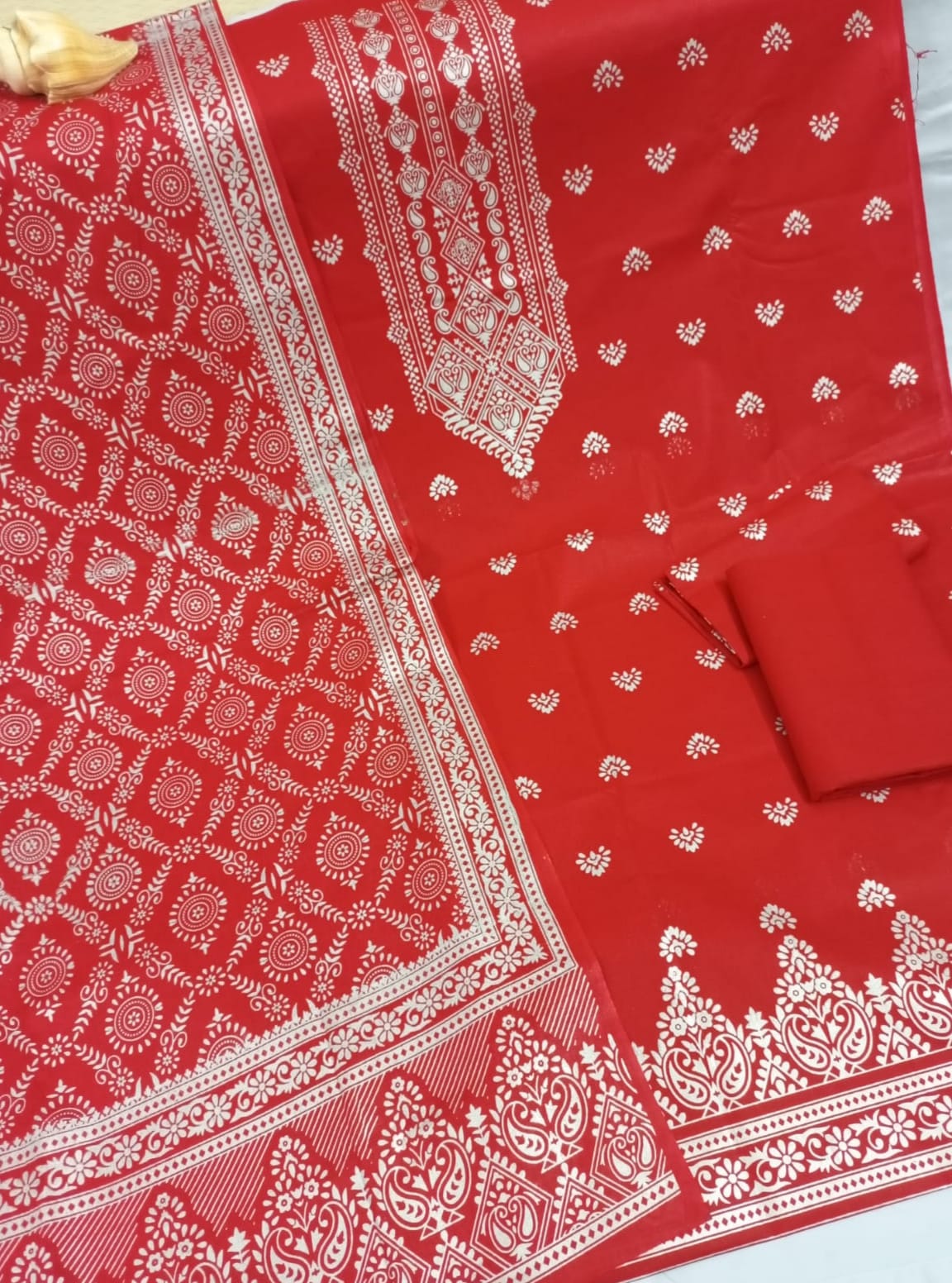 কাতান স্ক্রিন প্রিন্ট থ্রি পিস