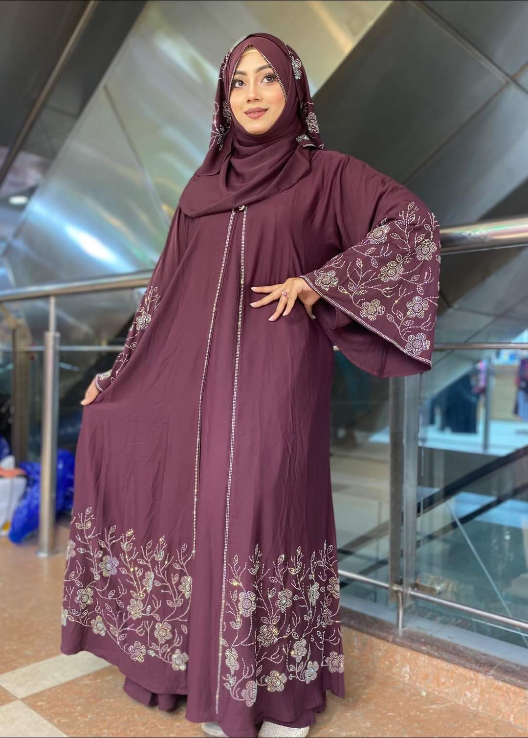 Premium Stone Borka with Hijab