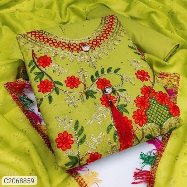 কাশ্মীরী আড়ি এম্ব্রডারী থ্রি-পিচ।