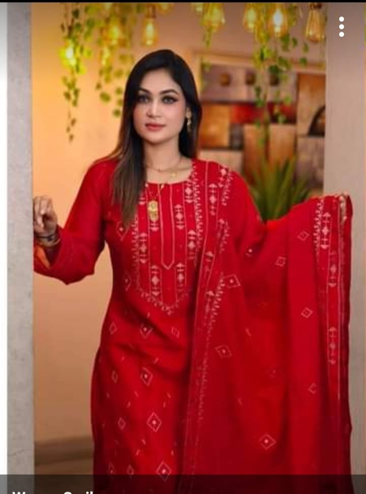 ব্লক প্রিন্ট থ্রি পিস