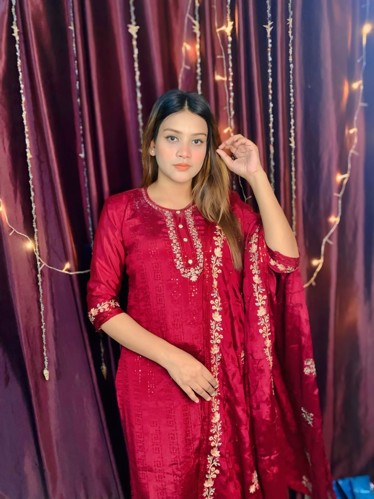 Pakistani Crept Chinon Three Piece