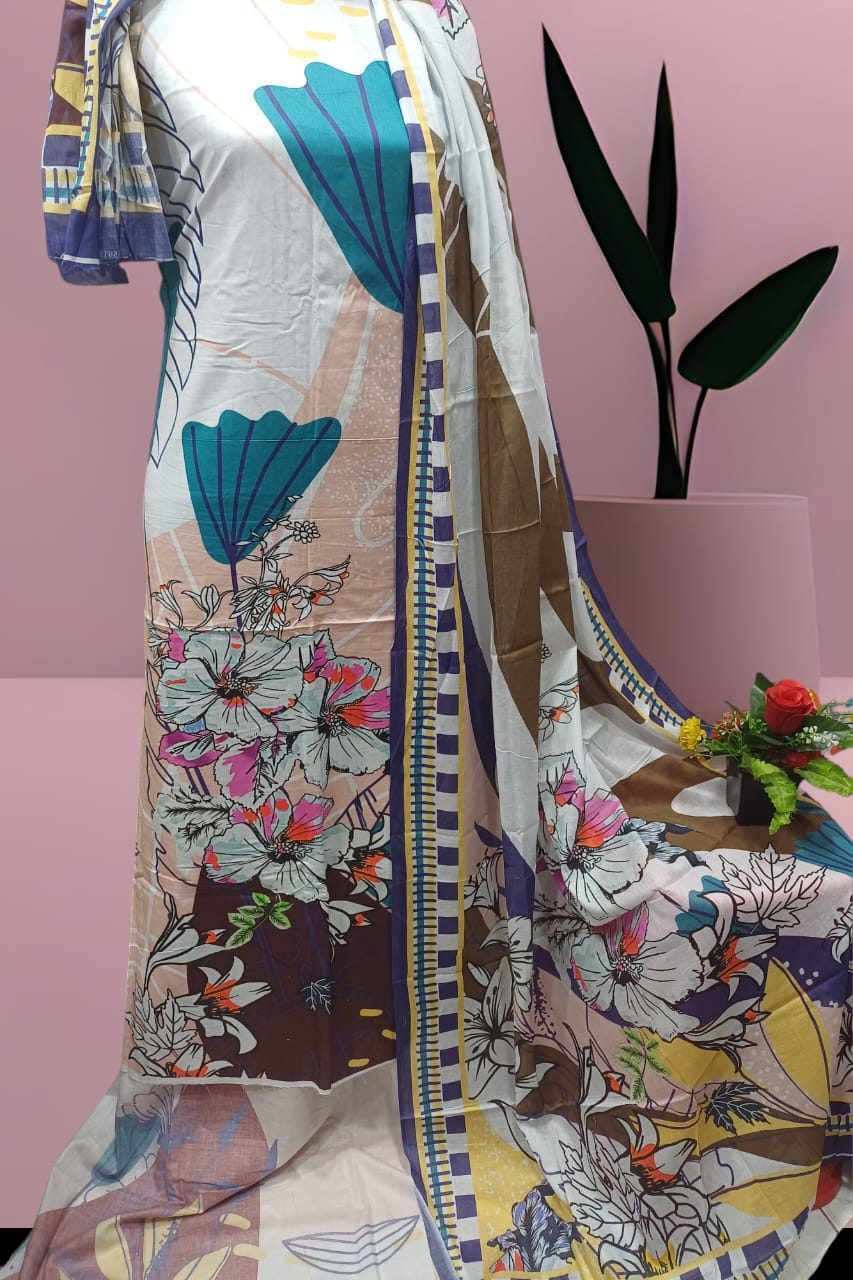 ডিজিটাল প্রিন্ট কটন থ্রি পিস