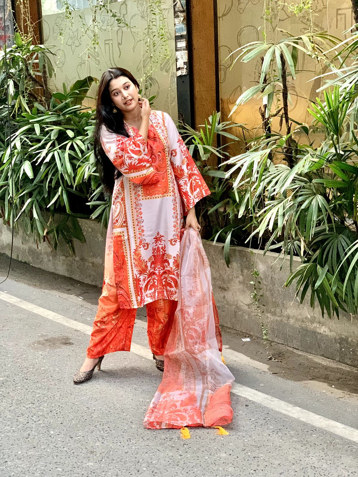 Ready Made Pure dubai silk Digital Print Three Piece