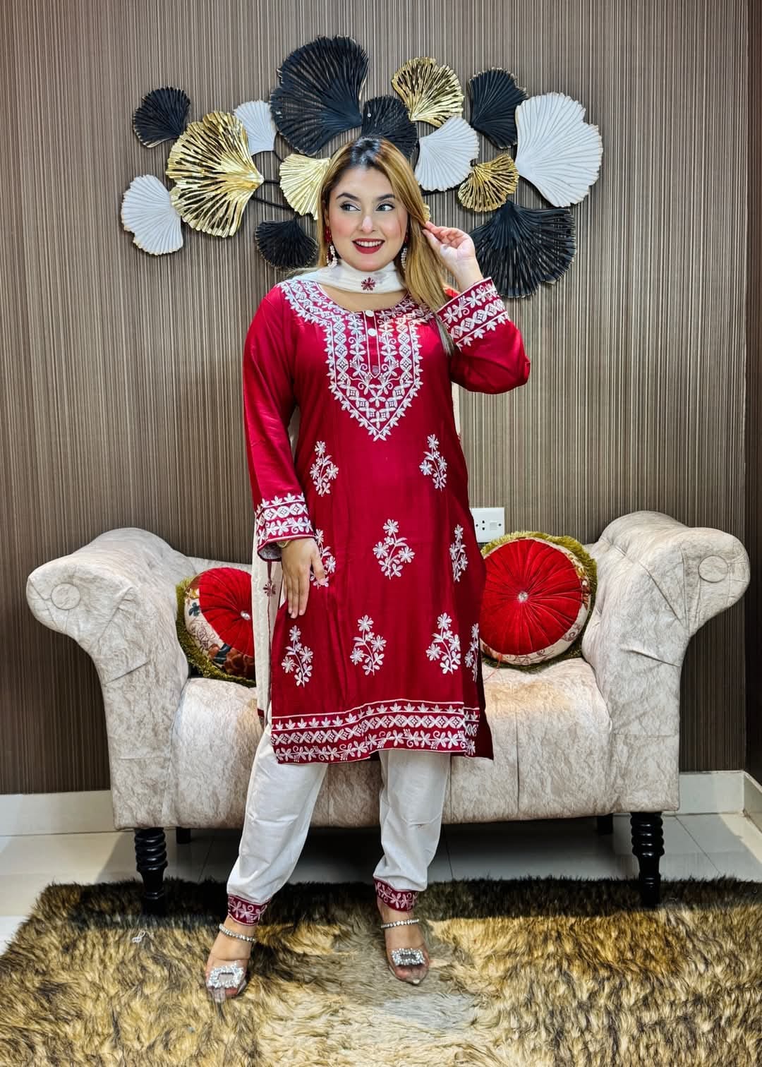 Embroidery Cotton Three Piece