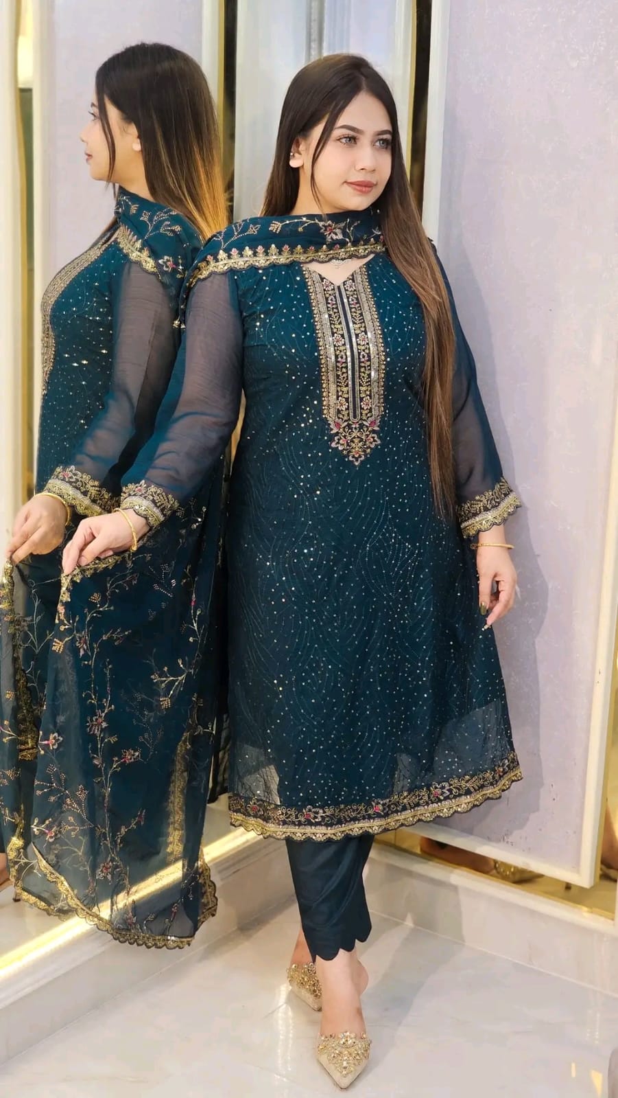 Georgette Embroidered Four-Piece Set