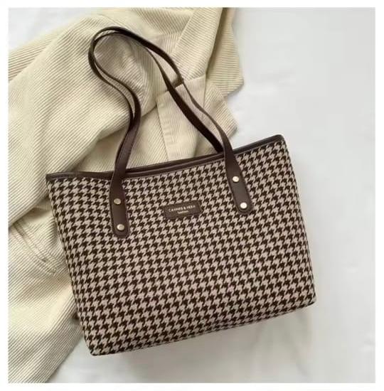 premium check tote bag